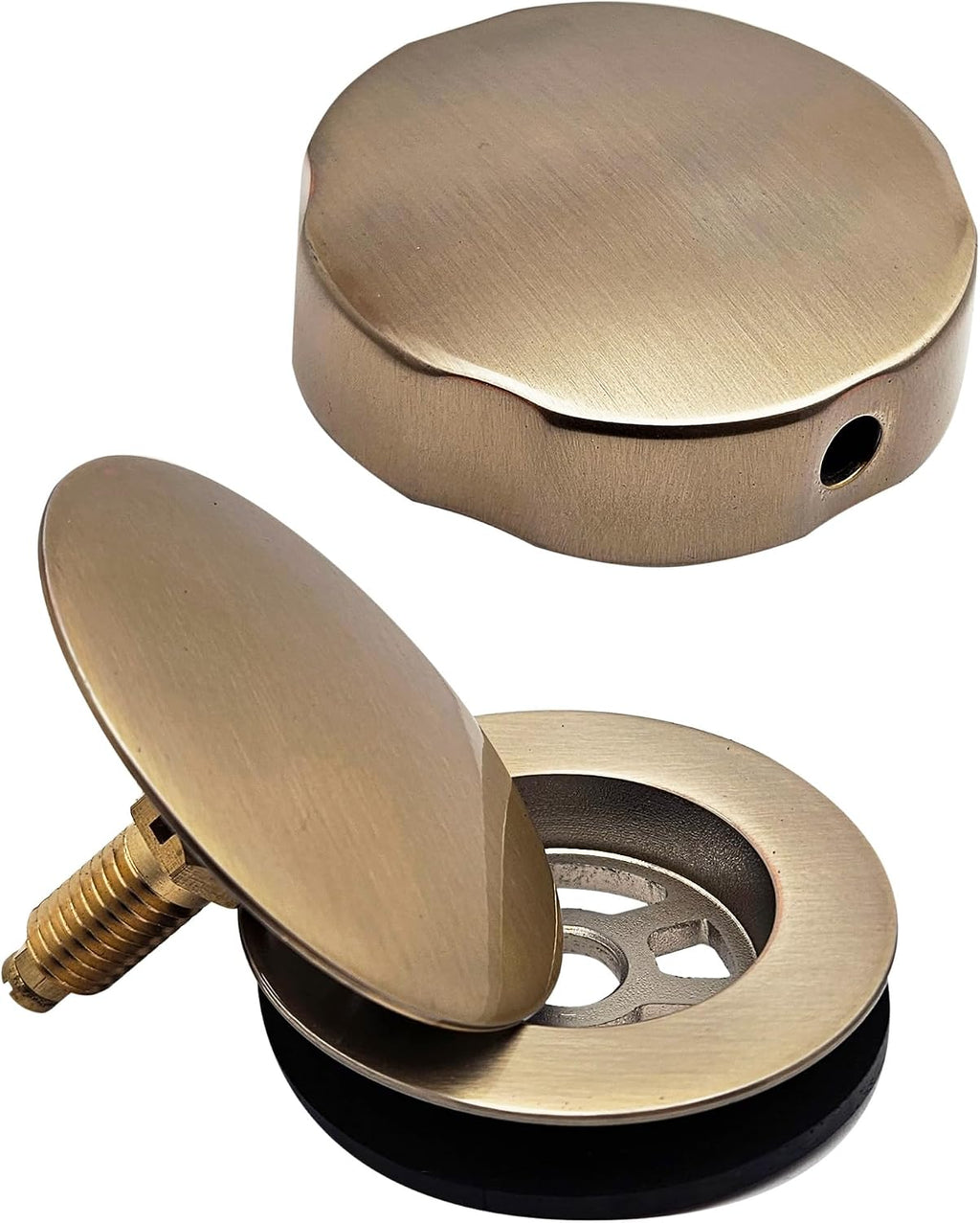 Westbrass A50P45-19 45' SCH. 40 PVC Cable Driven Bath Drain Trim Kit with Rotary Overflow Cover Knob and Pop-Up Stopper, Champagne Bronze