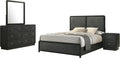 Coaster Home Furnishings - Cavelle - Wood - 4-Piece Bedroom Set with Panel Bed, Metal Knobs, and Upholstered Headboard - Bedroom - Full Size - Black - 223661F-S4