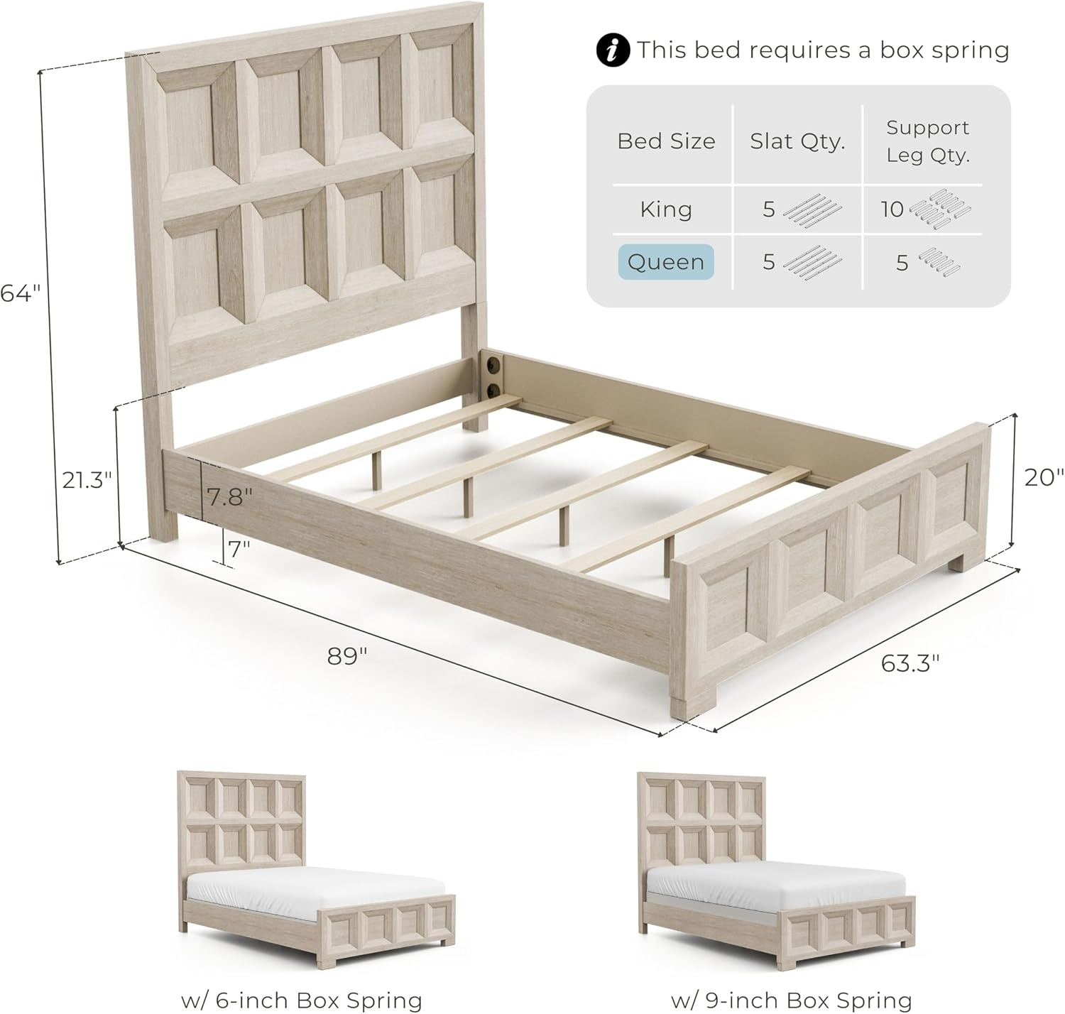 Furniture of America Dannen Modern Solid Wood 5-Piece Bedroom Set with USB Charger on Nightstand, Cedarwood-Lined Bottom and Felt-Lined Top Drawers, Box Spring Needed, Queen, Tawny Brown
