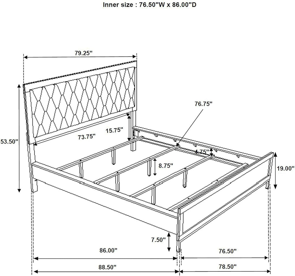 Coaster Home Furnishings Sonora Contemporary 5-Piece Bedroom Set Leatherette Upholstered California King Size Panel Bed Frame 54-inch Headboard White 224861KW-S5