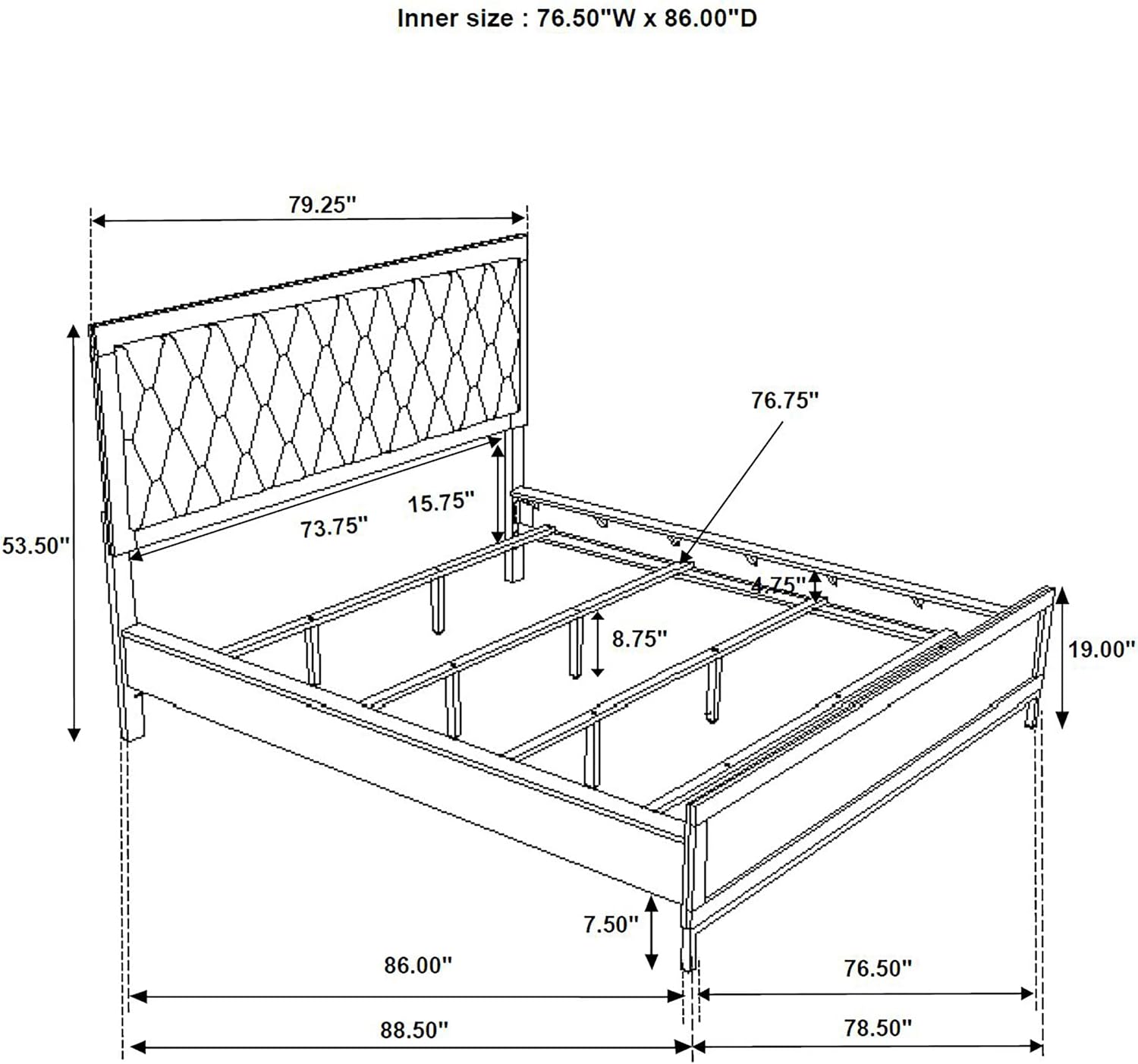 Coaster Home Furnishings Sonora Contemporary 5-Piece Bedroom Set Leatherette Upholstered California King Size Panel Bed Frame 54-inch Headboard White 224861KW-S5