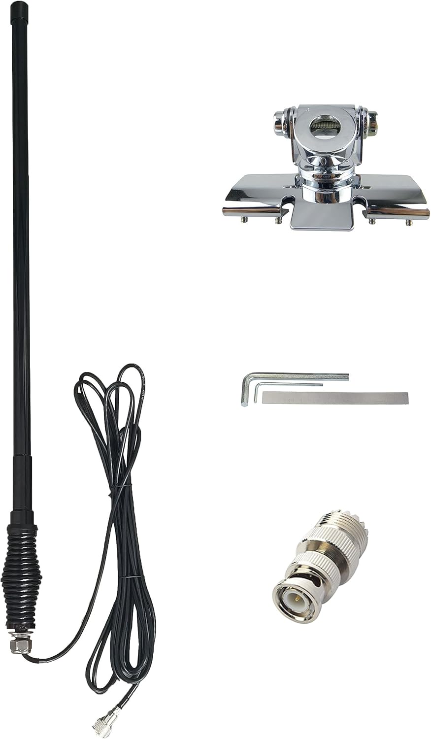 SIGNALPLUS 2m 70cm GMRS Mobile Antenna for Vehicle, VHF UHF Car Ham Radio Antenna with Spring Base, Car Bonnet Bracket, PL259, Compatible with Amateur Mobile Radio, Ham Radio, GMRS Two Way Radio