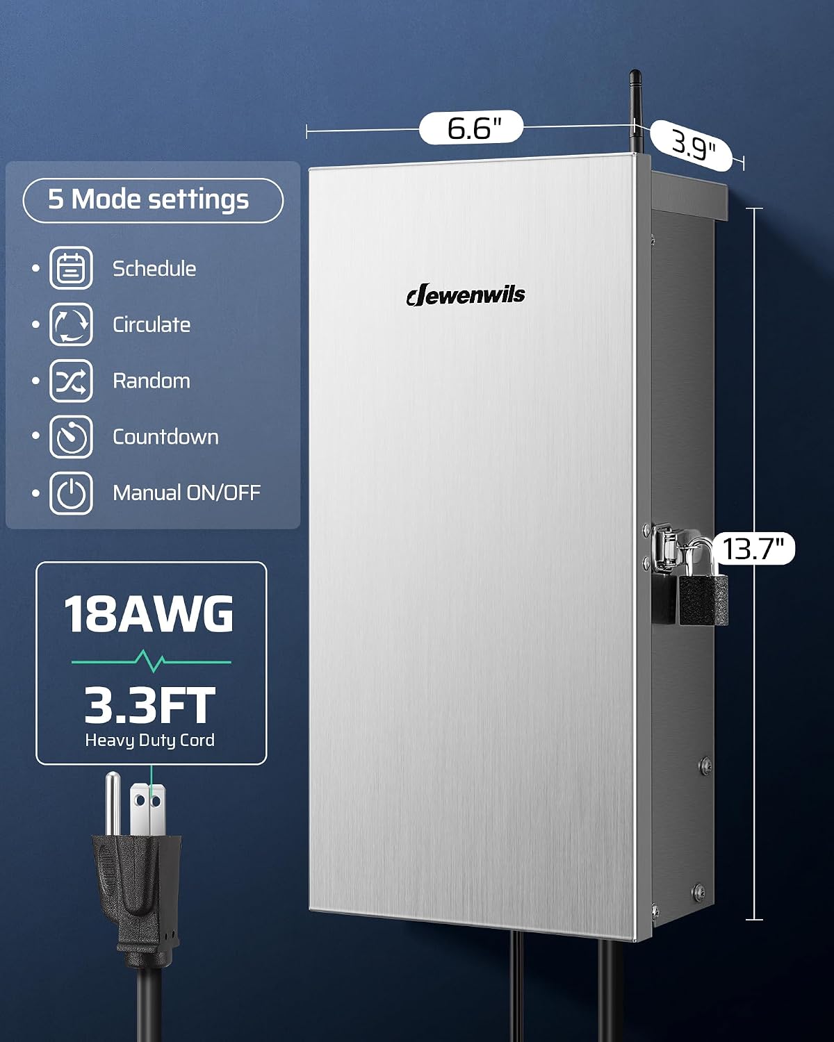 DEWENWILS 300W Wi-Fi Low Voltage Landscape Transformer with 3 Zones, 2.4GHz Smart Low Voltage Transformer, 120V AC to 12V/14V AC, Landscape Lighting Transformer for Outdoor Lights, LED Lights