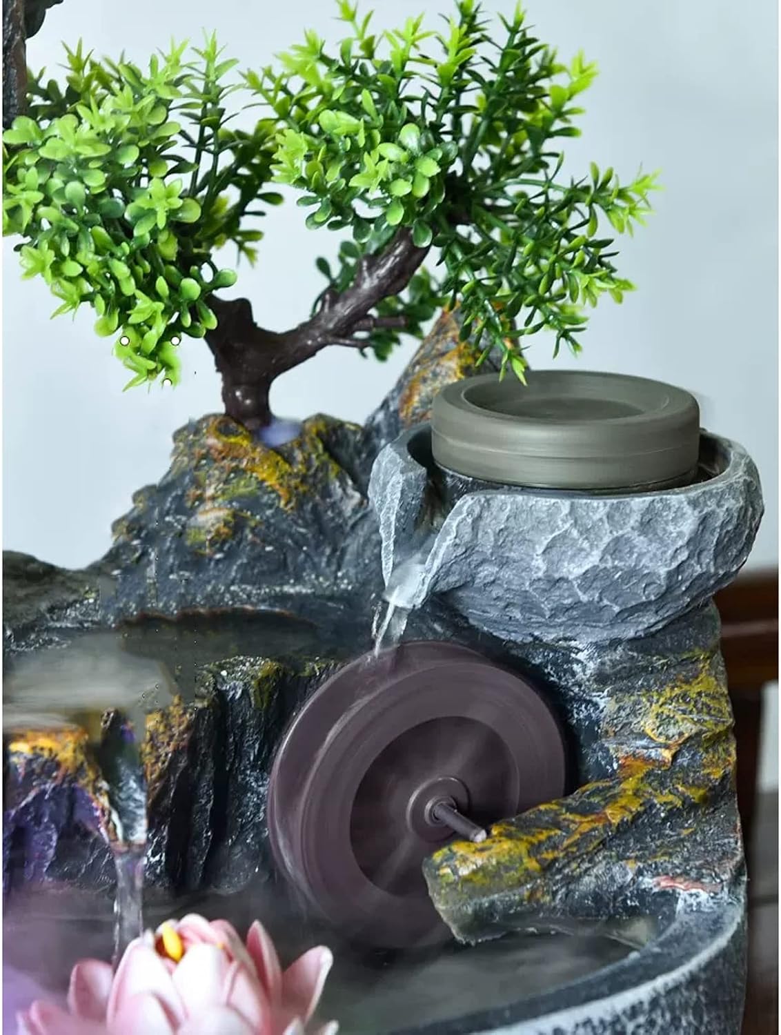 Tabletop Water Fountain Tabletop Water Fountain with Cascading Rock Waterfall and Rockery Stream Zen Meditation Indoor Waterfall Feature with Automatic Pump for Home Office Bedroom Desk Decoration Ind