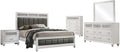 Coaster Home Furnishings Barzini Modern Classic 5-Piece Bedroom Set Leatherette Upholstered California King Size Panel Bed Frame 56-inch Headboard White 205891KW-S5