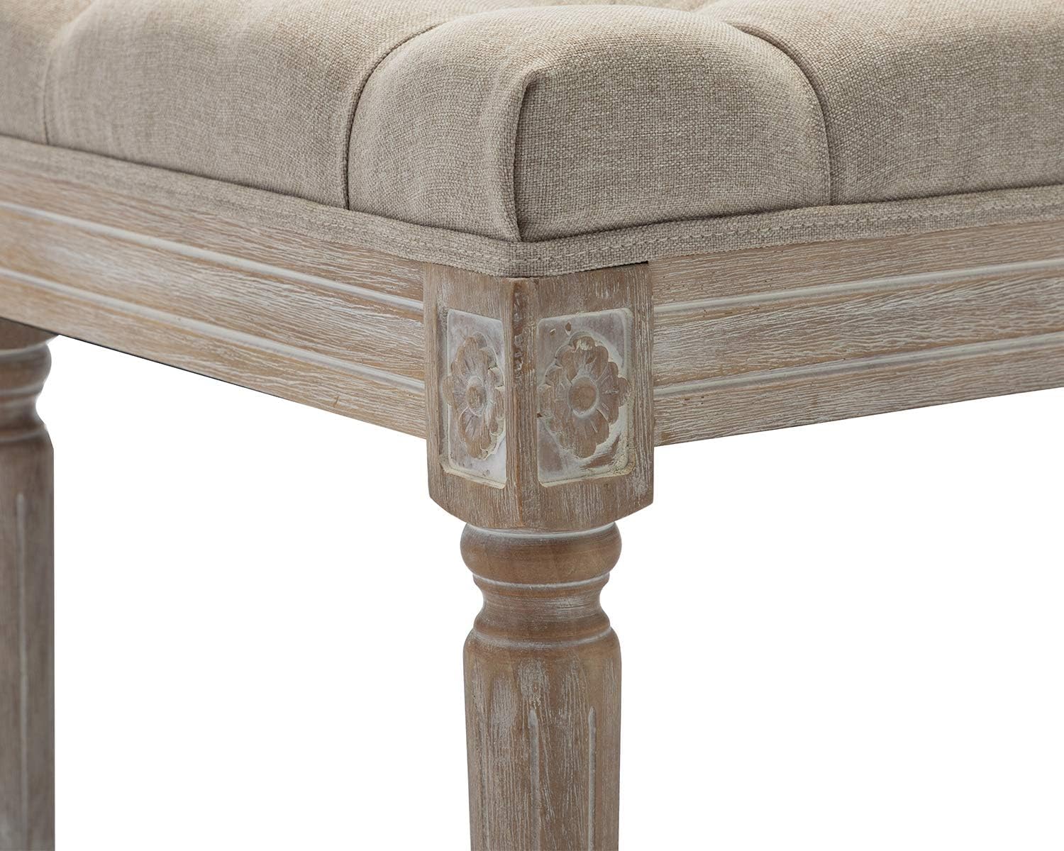 Kmax Tufted Entryway Bench, Upholstered Rustic Ottoman Bench, 31.5' x 15.75' x 15.7' Beige