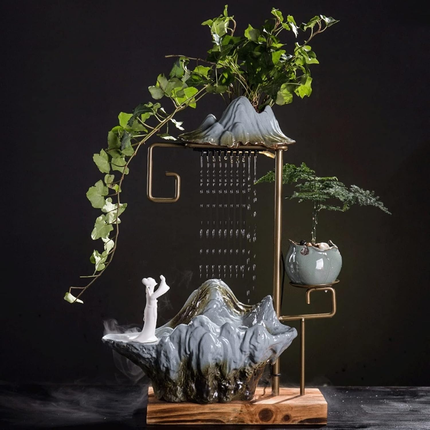 SUNESA Waterfall Tabletop Fountain Chinese-Style Flowing Water Ornaments Feng Shui Lucky Creative Living Room Office Bedroom Fountain Desktop Decorations Meditation Fountain