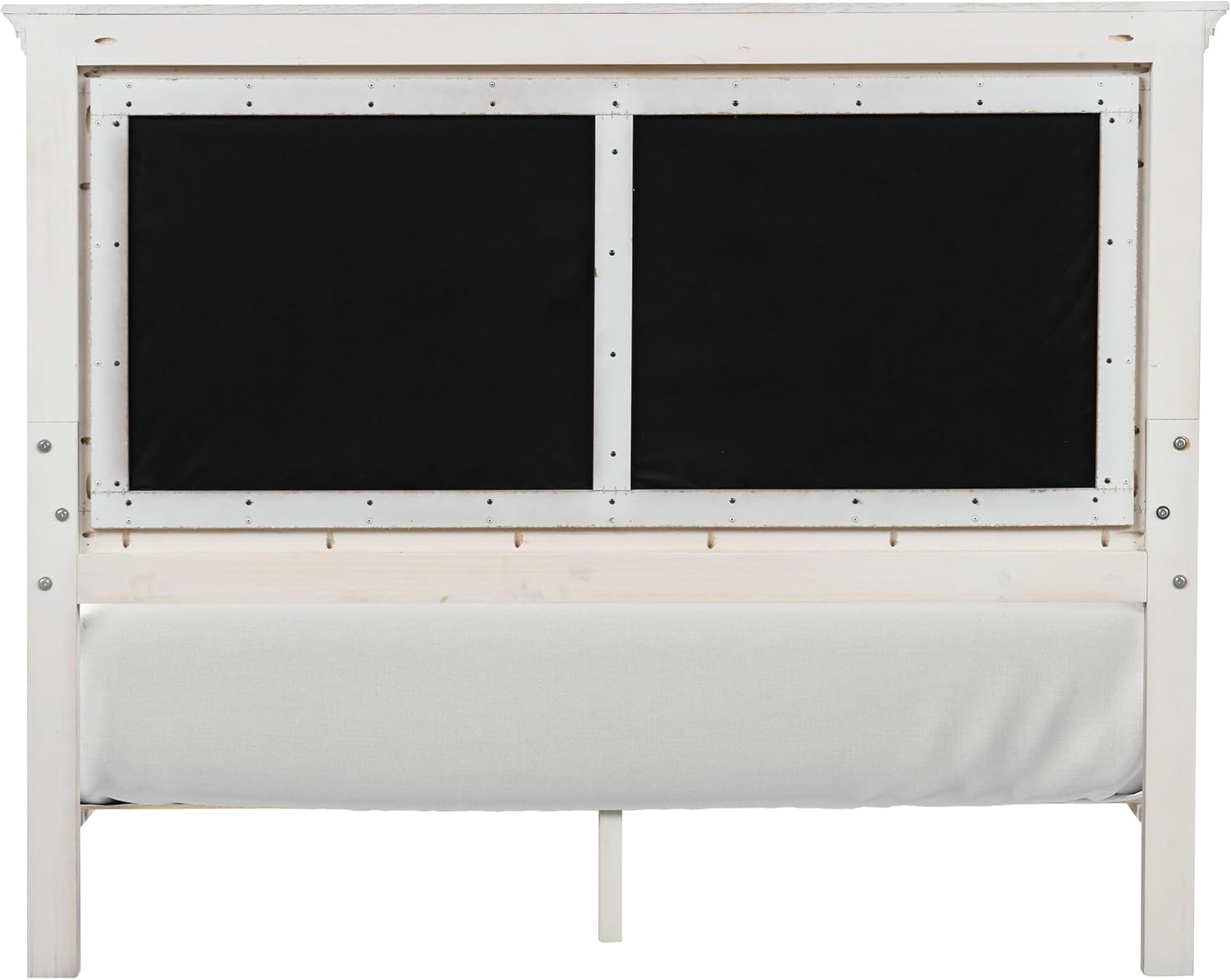 Furniture of America Deborah Modern Solid Wood 5-Piece Bedroom Set with Fabric Headboard, Dentil Molding, Black Square Knob, Felt-Lined Top Drawers, Box Spring Needed, King, Weathered Gray
