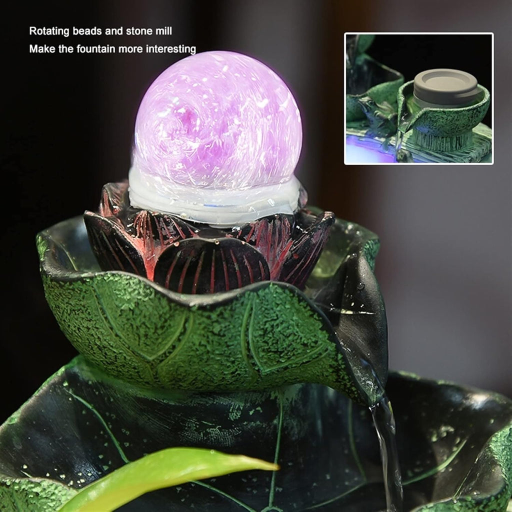 Indoor Fountain Micro Landscape Flowing Water Ornaments Living Room Office Desktop Humidifier Fish Tank Landscaping Decorations with Atomizer Tabletop Fountains Decor