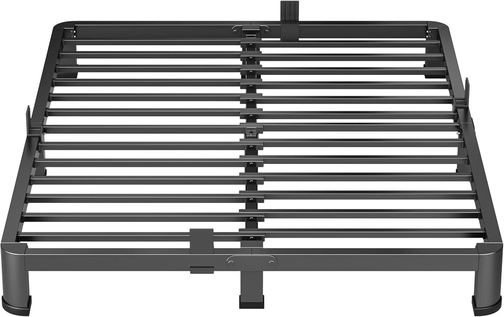 VIPSHOW 4 Inch Queen Heavy Duty 3500 lbs Bed Frame with Round-Corner Legs & Anti-Squeak Design – Quick Assembly Metal Platform, No Box Spring Needed