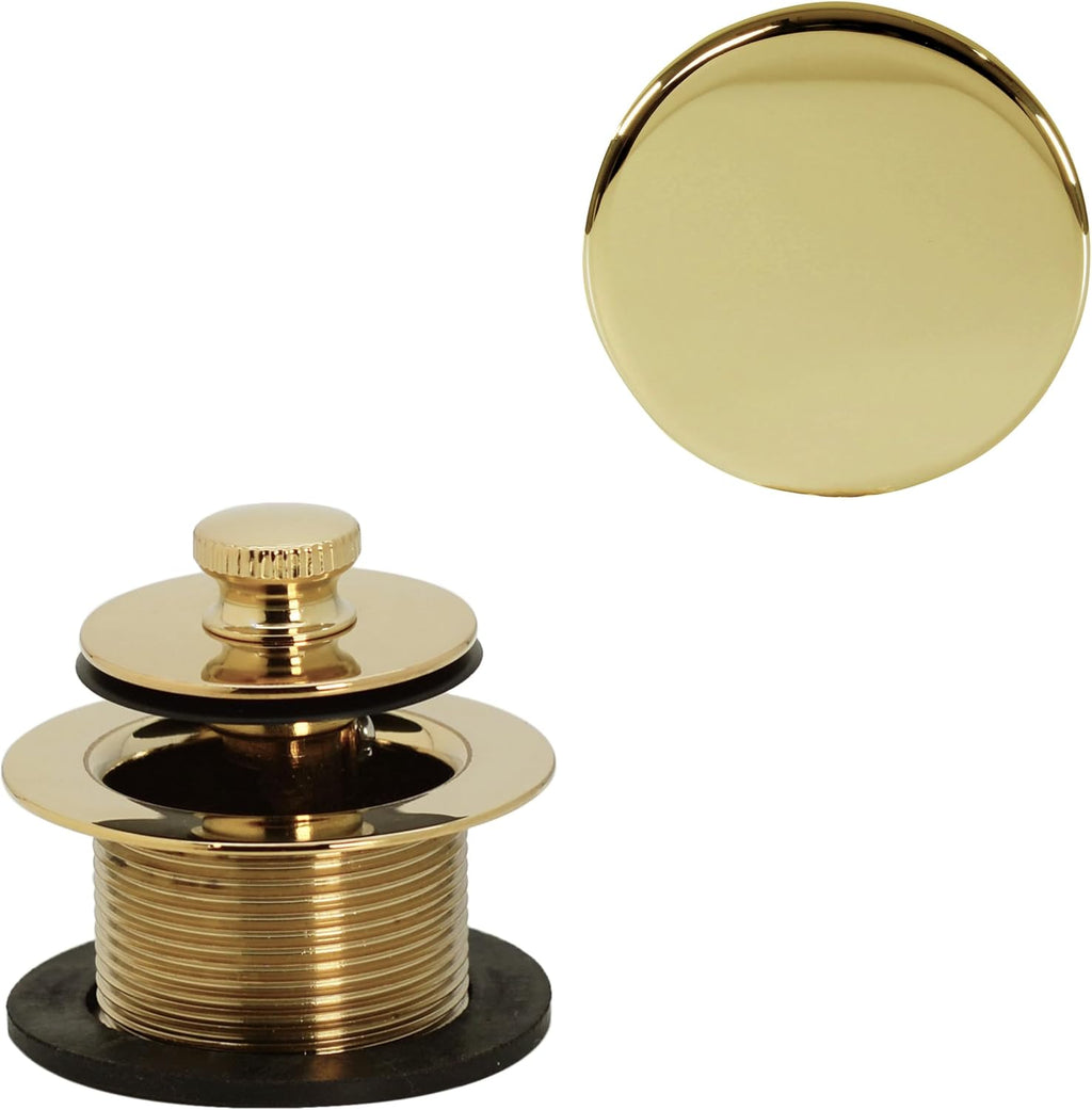 Westbrass A321H-01 14' Brass Bath Waste & Overflow Assembly with Twist & Close Drain Plug and Illusionary Faceplate, Polished Brass