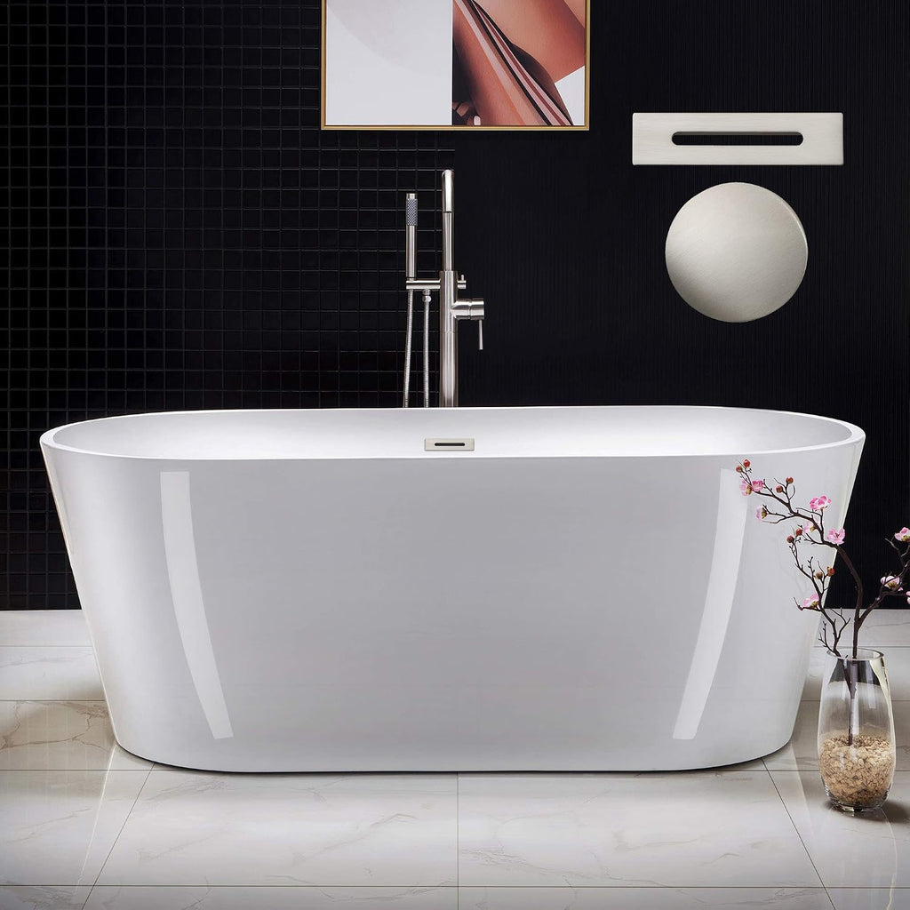 WOODBRIDGE B0013-B/N-Drain &O Bathtub, Brushed Nickel