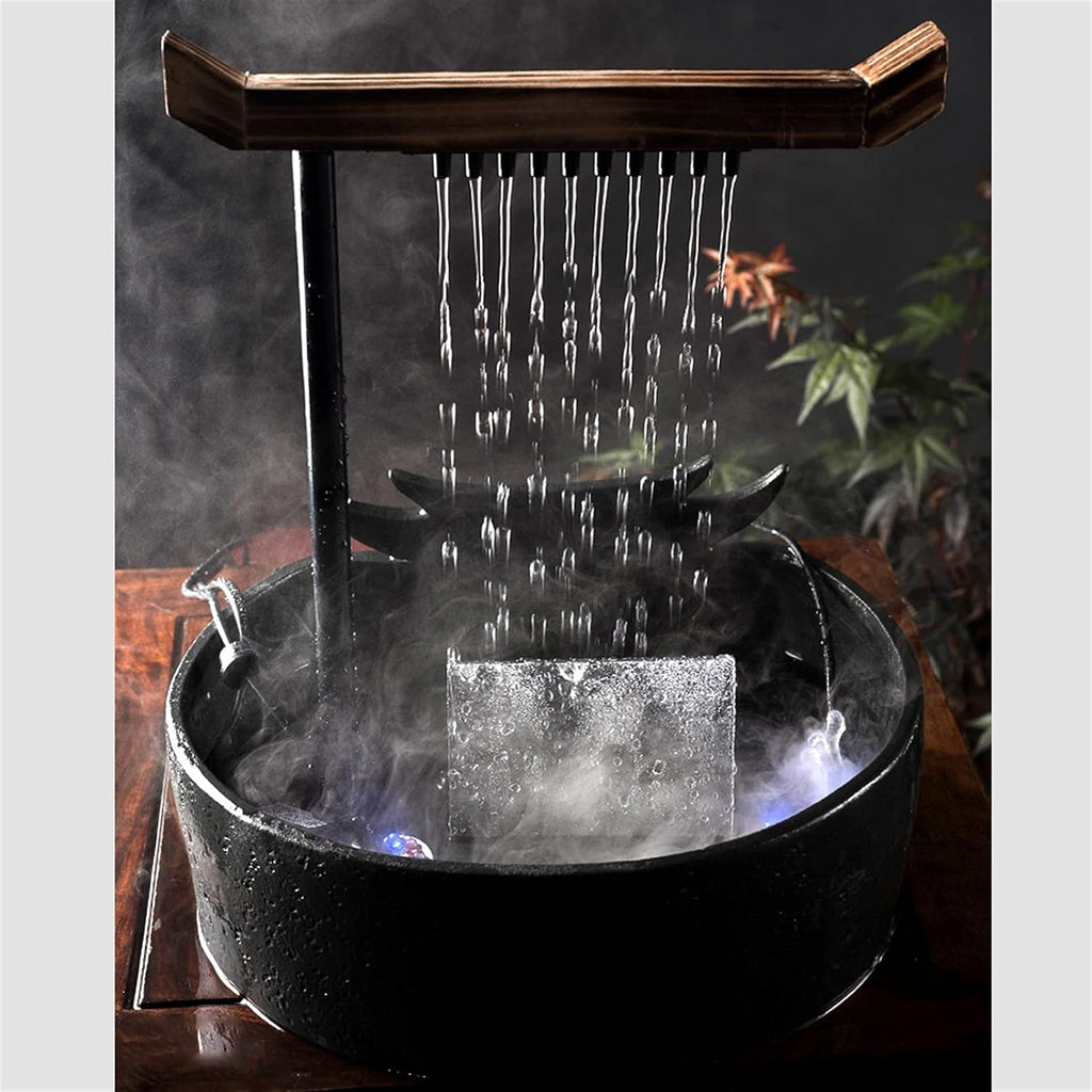 Tabletop Fountain Indoor Waterfall Fountain Chinese Style Portable Tabletop Water Ceramic Circulating Zen Meditation Decoration
