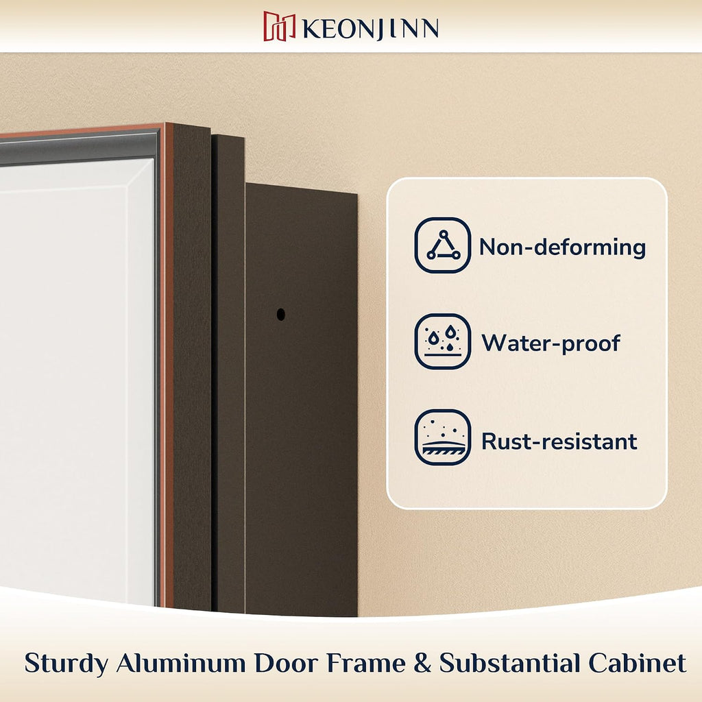 Keonjinn 16' x 24' Medicine Cabinets with Mirror for Bathroom, Oil Rubbed Bronze, Fully Assembled, Recessed or Surface Wall-Mounted, Aluminum Framed, Farmhouse Bathroom Mirror with Storage Cabinet