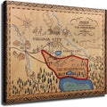 Bonanza Map Reproduction Ponderosa Nevada Art Poster Canvas Print Wall Art Picture Indoor Bedroom Living Room Aesthetic Artwork Garage Cafe Decorative (24×36inch Framed)