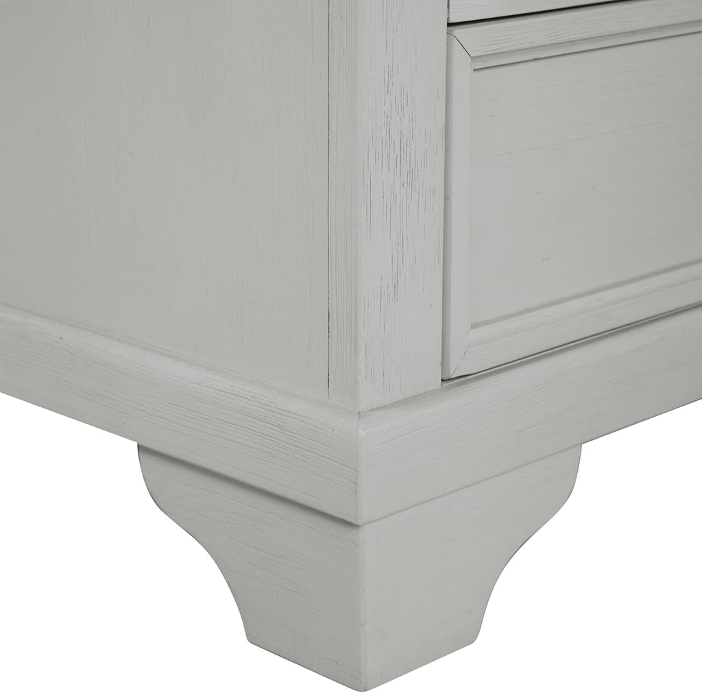 Furniture of America Roden Modern Solid Wood 5-Piece Bedroom Set with Storage Footboard, USB Chargers on Nightstand, Drop Handle Pulls, No Box Spring Needed, King, White