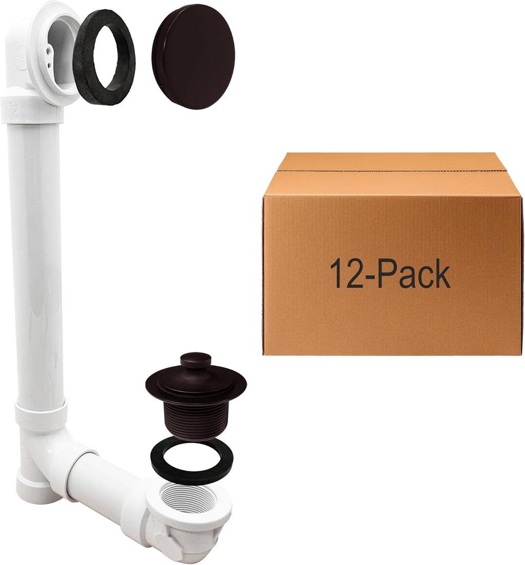 Westbrass 494244H-12-12 SCH. 40 PVC Bath Waste & Overflow Assembly with Illusionary Faceplate and Lift & Turn Drain Plug, 12-Pack, Oil Rubbed Bronze