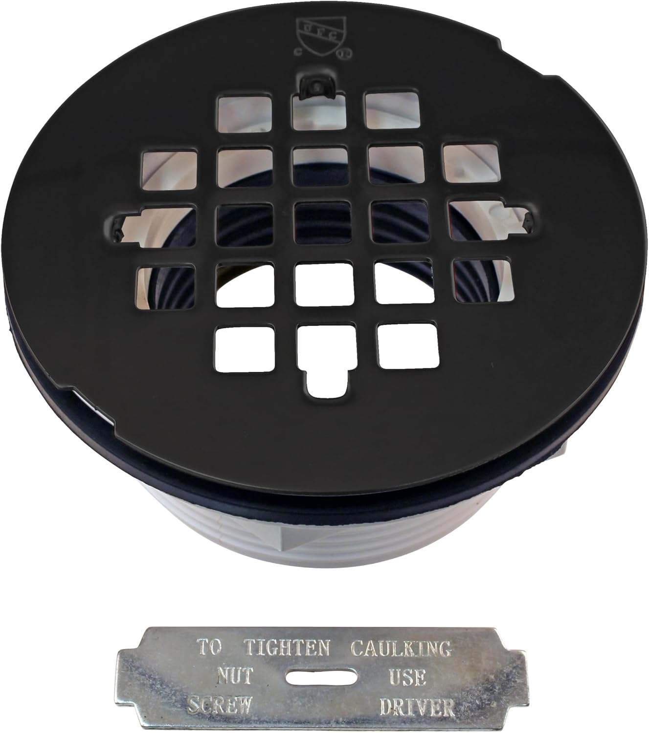 Westbrass SP6036WP-62 60' x 36' 3-Wall Shower Pan with Plastic Center Drain and 4-1/4' Cross Grid Brass Drain Cover, Matte Black