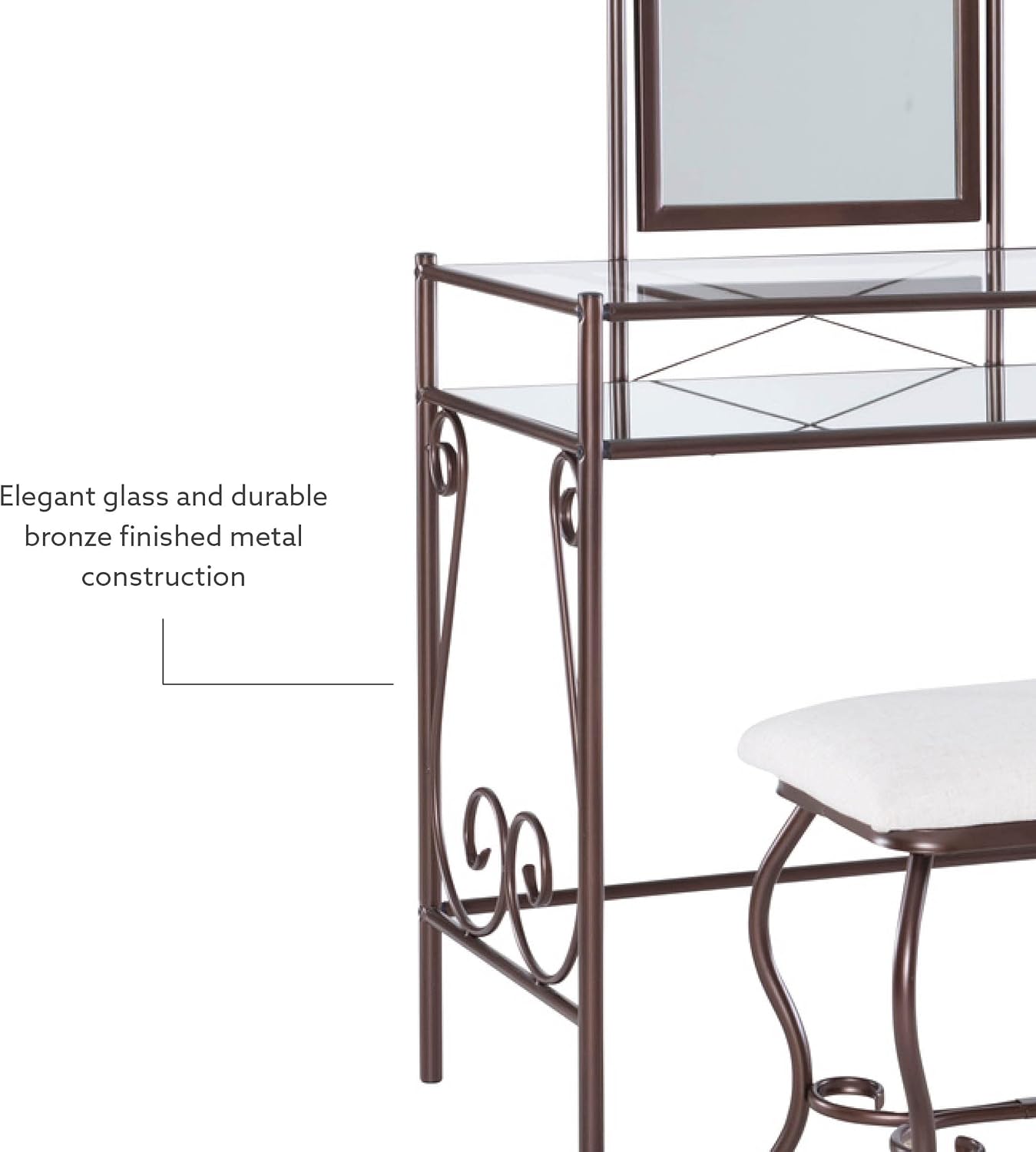 Linon Clarisse Metal Vanity Set (58950MTL-01-KD-U)