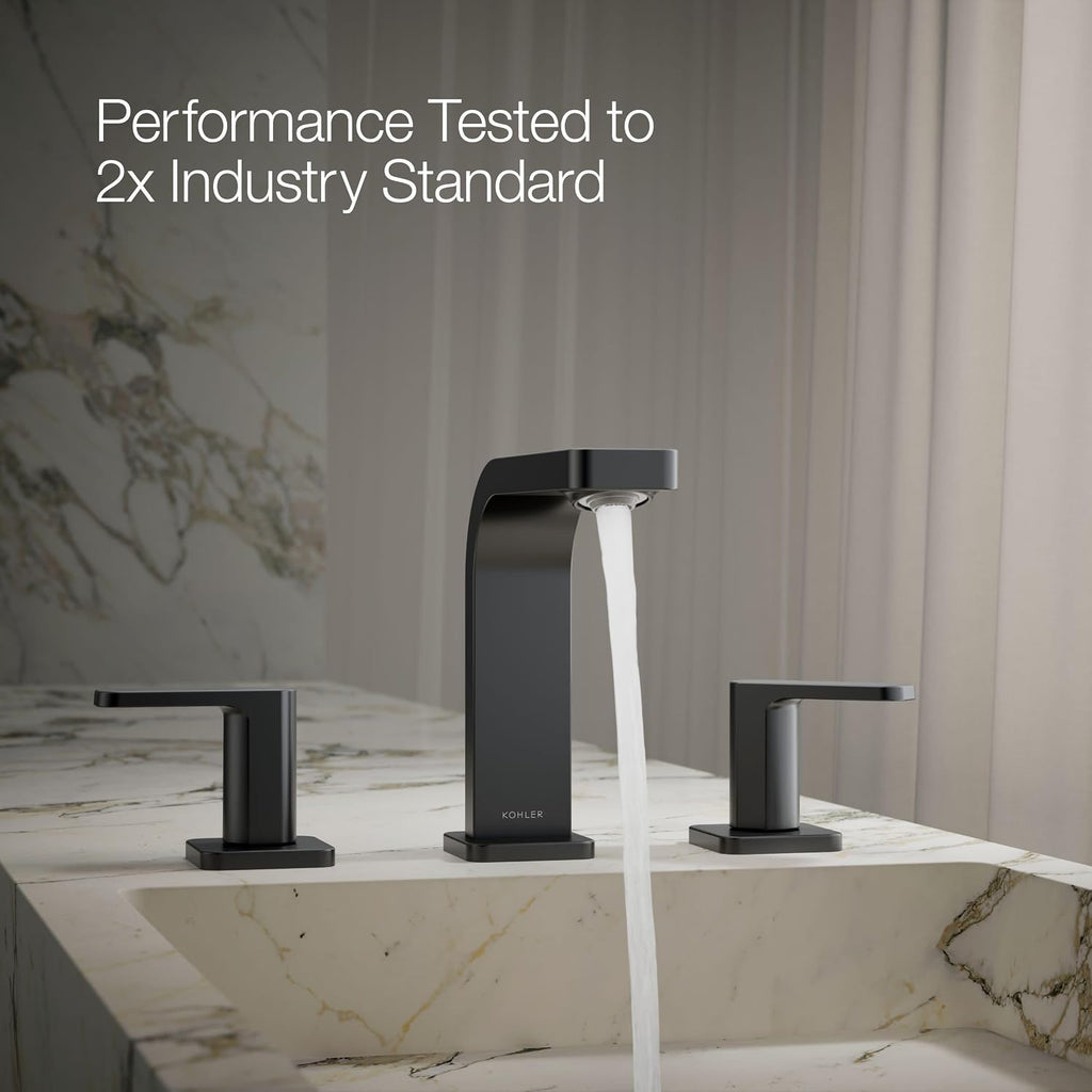 Kohler K-23484-4K-BL Parallel Widespread Bathroom Sink Faucet, 1.0 GPM, Lever Handles, Matte Black