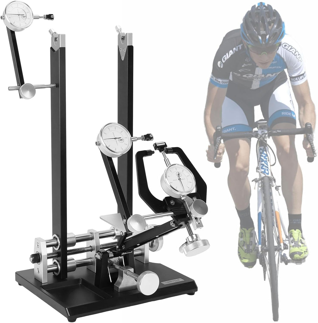 Wheel Truing Stand with Precision Dial Indicators Bike Repair Truing Bearing Stand with Tool Holder for Wheel Alignment and Disc Rotor Check