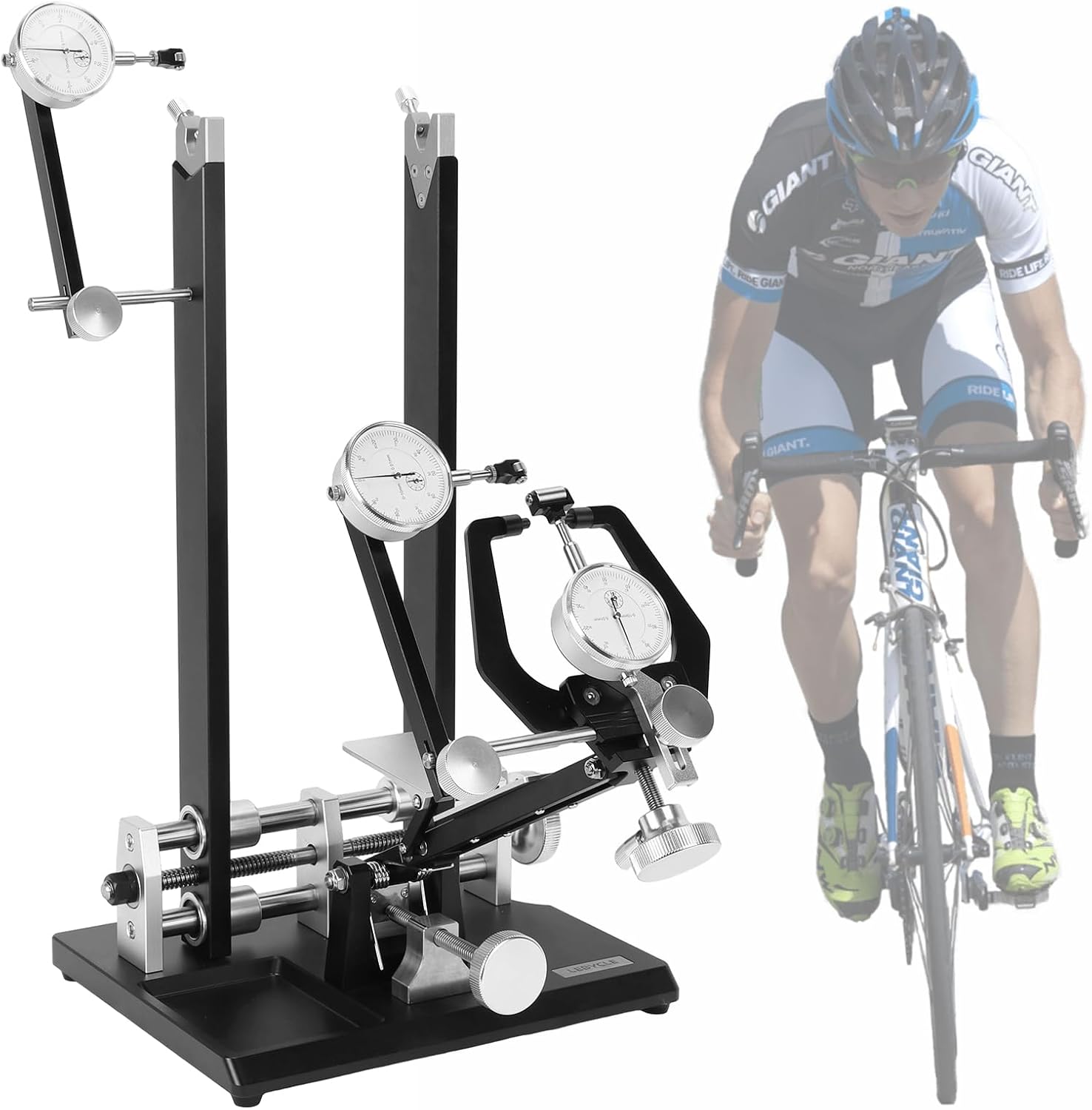 Wheel Truing Stand with Precision Dial Indicators Bike Repair Truing Bearing Stand with Tool Holder for Wheel Alignment and Disc Rotor Check