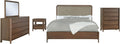 Coaster Home Furnishings Maderia Transitional 5-Piece Bedroom Set Fabric Upholstered California King Size Panel Bed Frame 57-inch Headboard Walnut 223321KW-S5