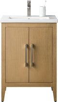 Vanity Art 24 inch Bathroom Vanity with Single Sink & Ceramic Top, Vanity Cabinet with Soft-Closing Doors, Solid Wood Frame, Natural Oak, VA9024-NO-BN1