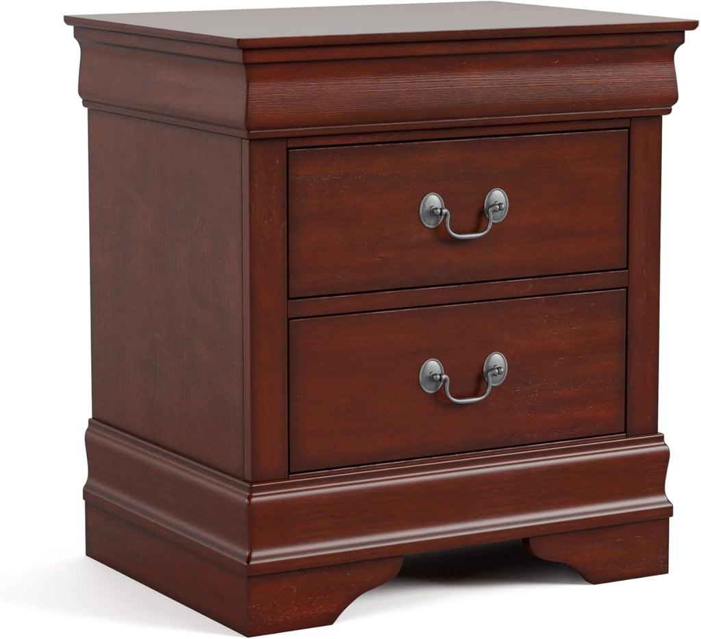 Furniture of America Arabella Traditional Solid Wood 5 Piece Bedroom Set with King Bed Frame, Nightstands, Dresser with Mirror, Storage and Organization, Bedframe Box Spring Needed, Cherry