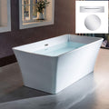 WOODBRIDGE 67' Acrylic Freestanding Bathtub Contemporary Soaking White Tub with Chrome Overflow and Drain，BTS1609 -C-Drain &O