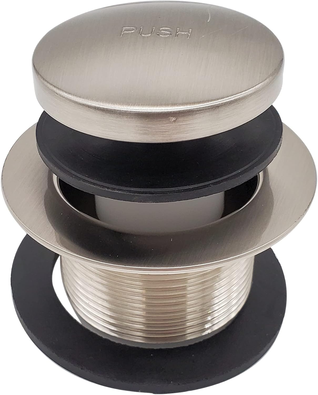 Westbrass 7931817-DC-07 22' Direct Connect 17 Gauge Brass Waste and Overflow with Tip-Toe Drain Trim, Satin Nickel