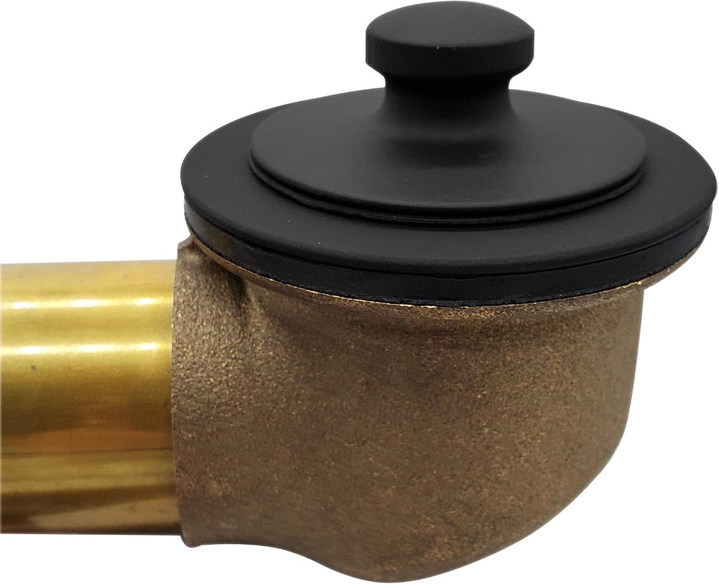 Westbrass A3264-62 22-1/2' Brass Bath Waste & Overflow Assembly with Pull Drain Plug and 2-Hole Faceplate, Matte Black