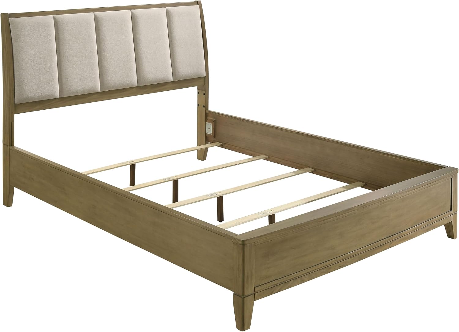 Coaster Home Furnishings Granada Transitional 4-Piece Bedroom Set Fabric Upholstered Queen Size Panel Bed Frame 53-inch Headboard Natural Pine 224921Q-S4