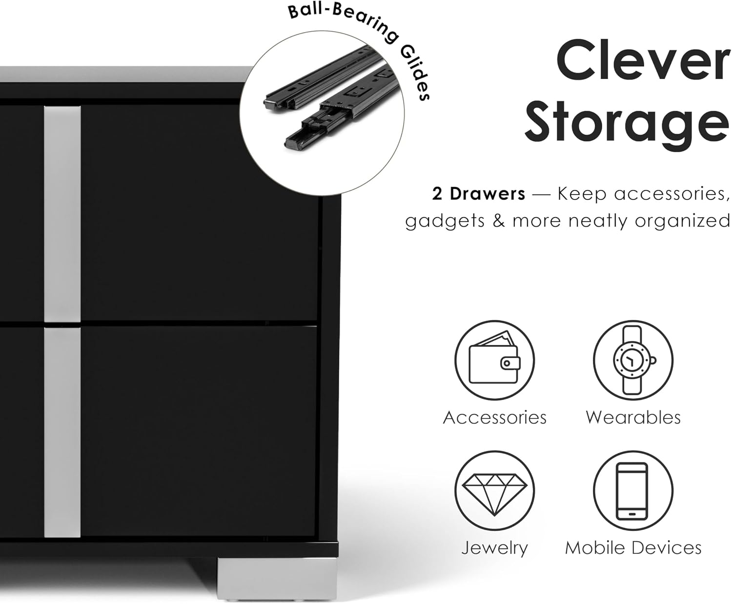 Furniture of America Alistair Modern Wood 5-Piece Bedroom Collection with Bed Frame, 2-Drawer Nightstands and 6-Drawer Dresser with Mirror, Box Spring Required,White, Queen