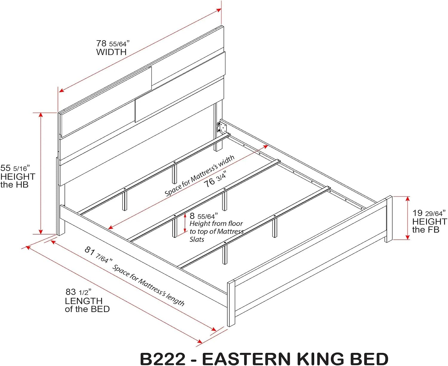 KB Designs - 5-Piece Bedroom Set with LED Panel Bed, Dresser with Mirror, Chest and Nightstand, Weathered Gray Oak Finish, Contemporary Rustic Design, King Size Bed