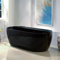 WOODBRIDGE 72' L x 35-3/8' W Freestanding Contemporary Acrylic Soaking Bathtub in Glossy Black Inside and Outside with Oil-Rubbed Bronze Drain & Overflow,B8859-ORB