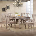 Kings Brand Furniture Charisma 7-Piece Dining Room Set – 2-Tone Brown Solid Wood Extendable Table with 18' Butterfly Leaf and 6 Upholstered Chairs, Traditional Dining Furniture