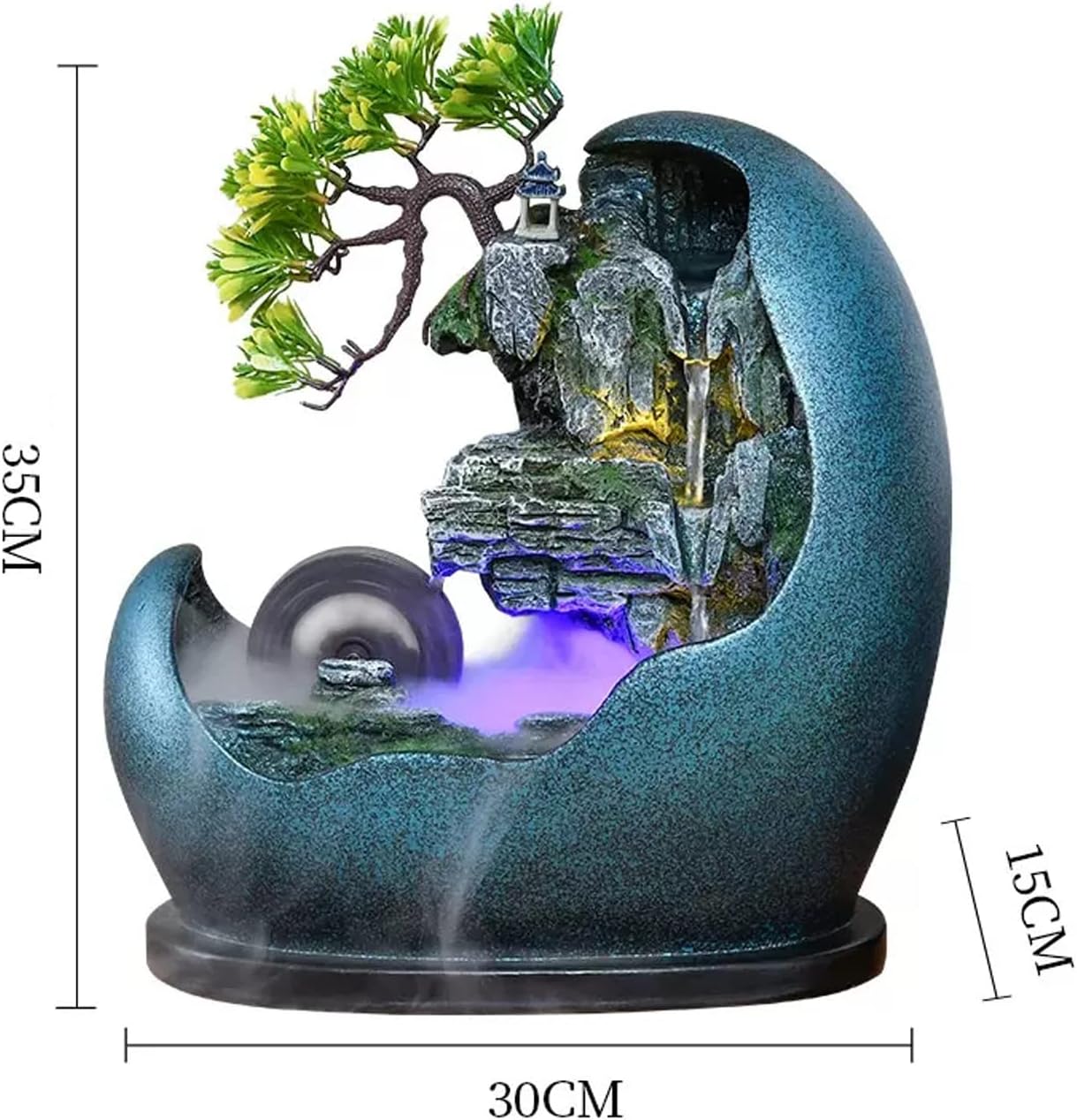 Desktop Fountain Tabletop Water Fountain in Artificial Bonsai Design Indoor Waterfalls Fountains Decorative Feng Shui with Automatic Pump Best Home Gifts for Friends or Family(Gold)