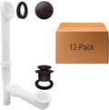 Westbrass 593244-12-12 14' x 1-1/2' White Tubular Bathtub Waste & Overflow Assembly with Tip-Toe Drain Plug and 2-Hole Faceplate, Oil Rubbed Bronze (12-Pack)