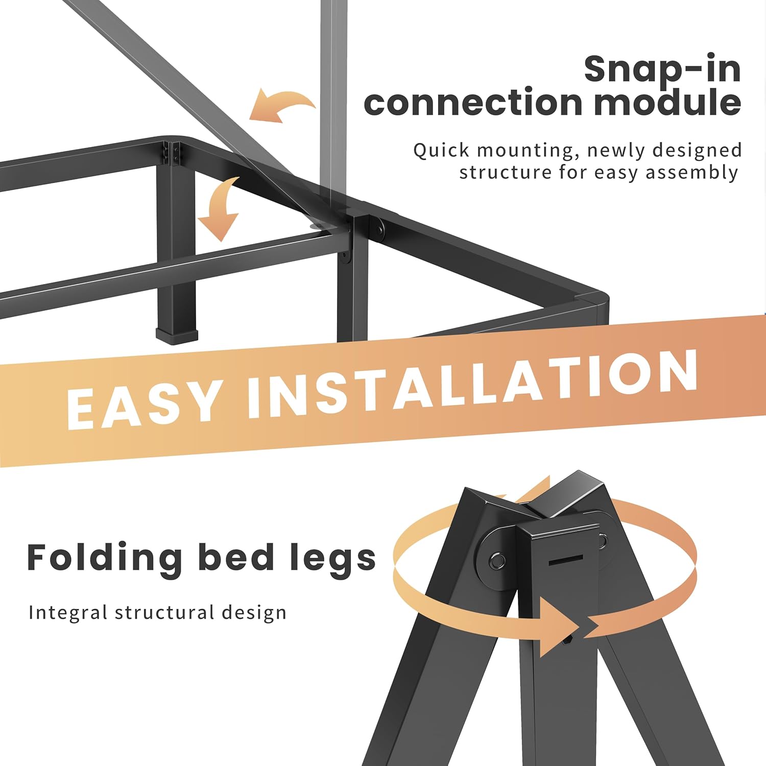 VIPSHOW 12 Inch King Heavy Duty 3500 lbs Bed Frame with Round-Corner Legs & Anti-Squeak Design – Quick Assembly Metal Platform, No Box Spring Needed