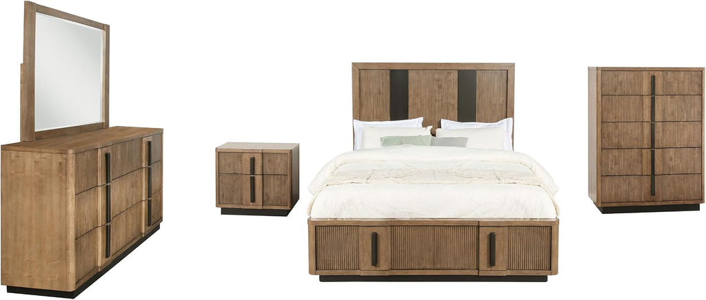 Coaster Home Furnishings Terrace Transitional 5-Piece Bedroom Set Eastern King Size Storage Panel Bed Frame 58-inch Headboard Ash Brown 224900KE-S5