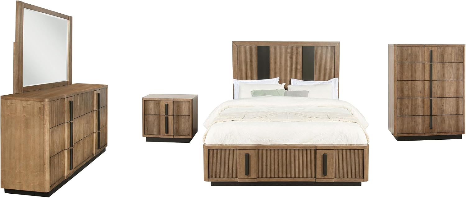 Coaster Home Furnishings Terrace Transitional 5-Piece Bedroom Set Eastern King Size Storage Panel Bed Frame 58-inch Headboard Ash Brown 224900KE-S5