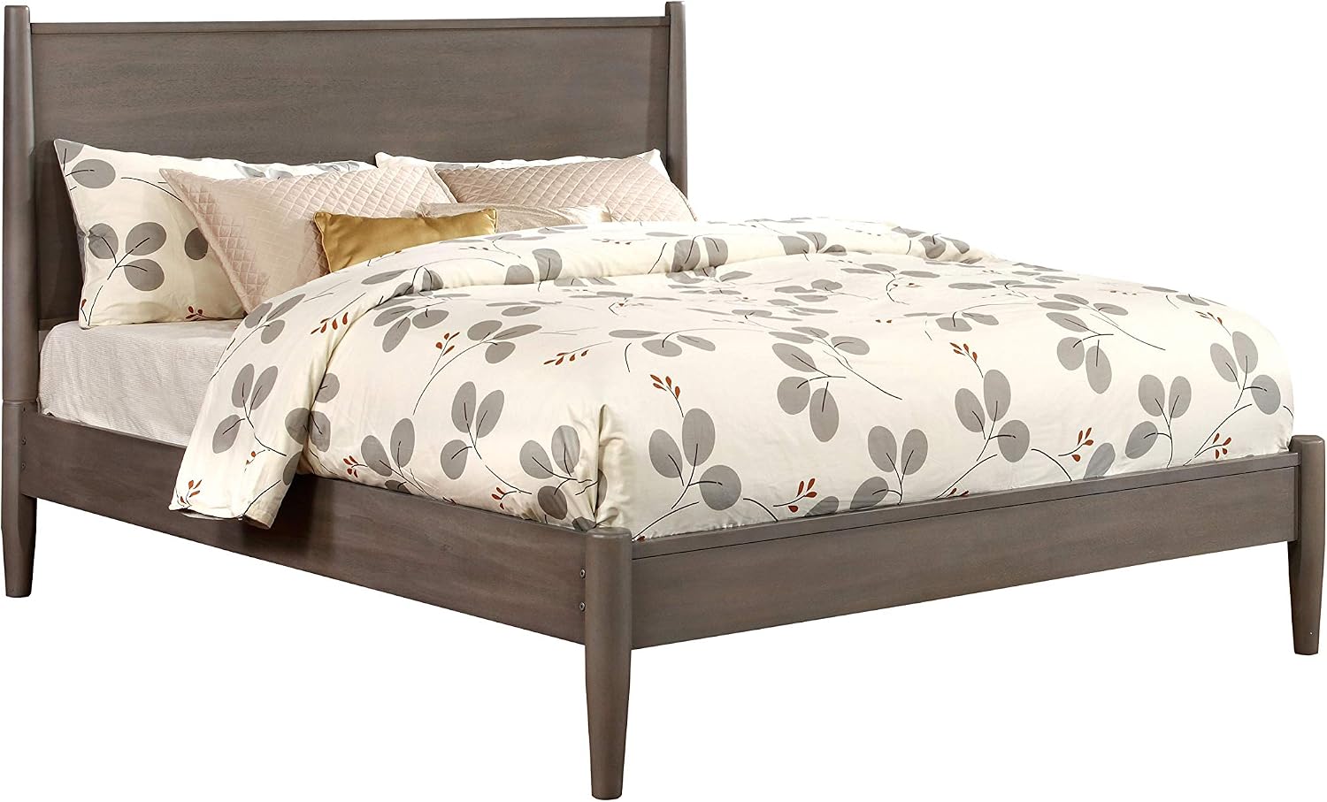 24/7 Shop at Home Chopard Contemporary Wood Bedroom Set, 4-Piece California King Bedroom Set with Ovel Mirror, Gray