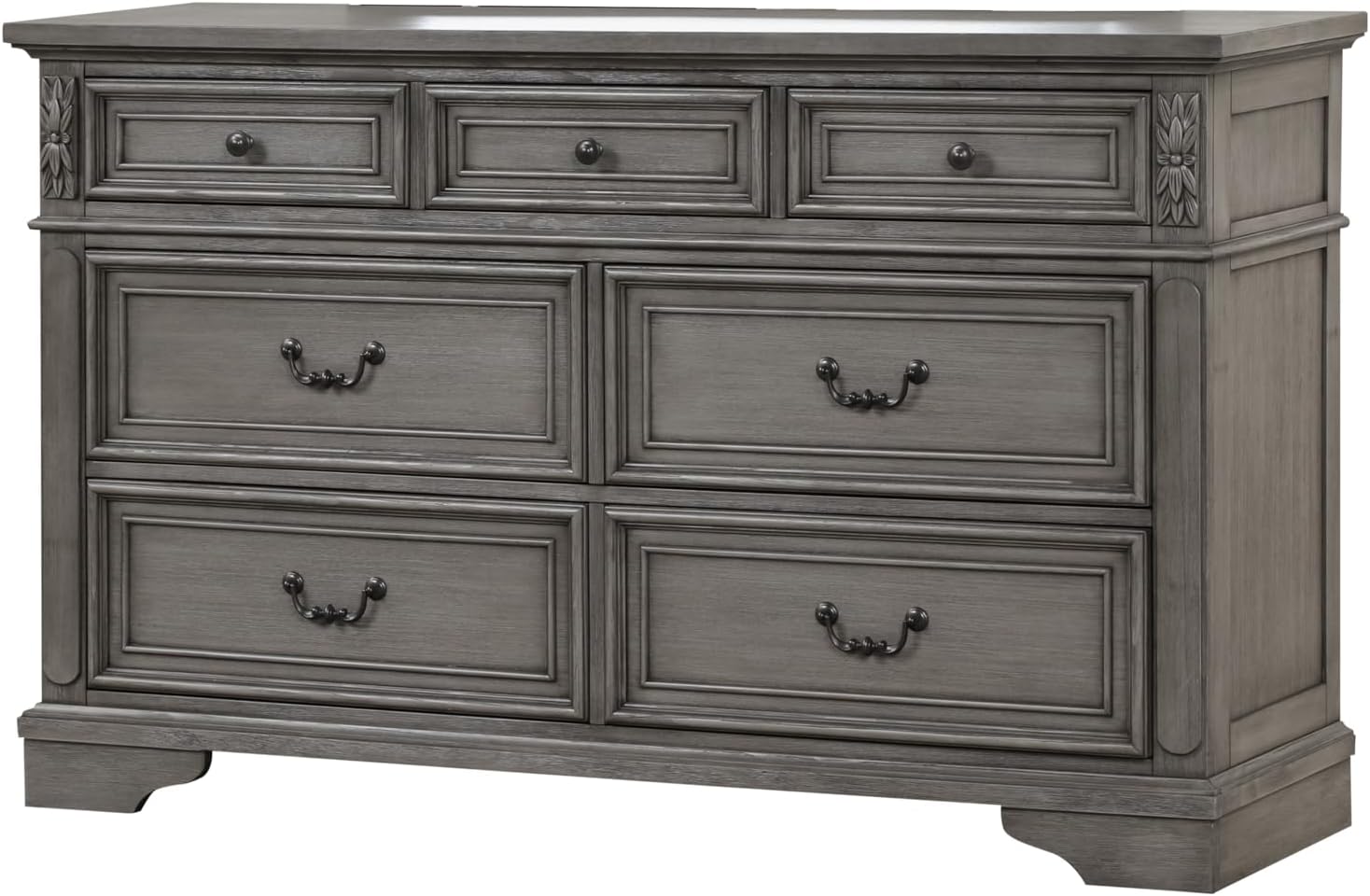 Traditional Style King 4 Pc Bedroom Set Made with Wood in Rustic Gray