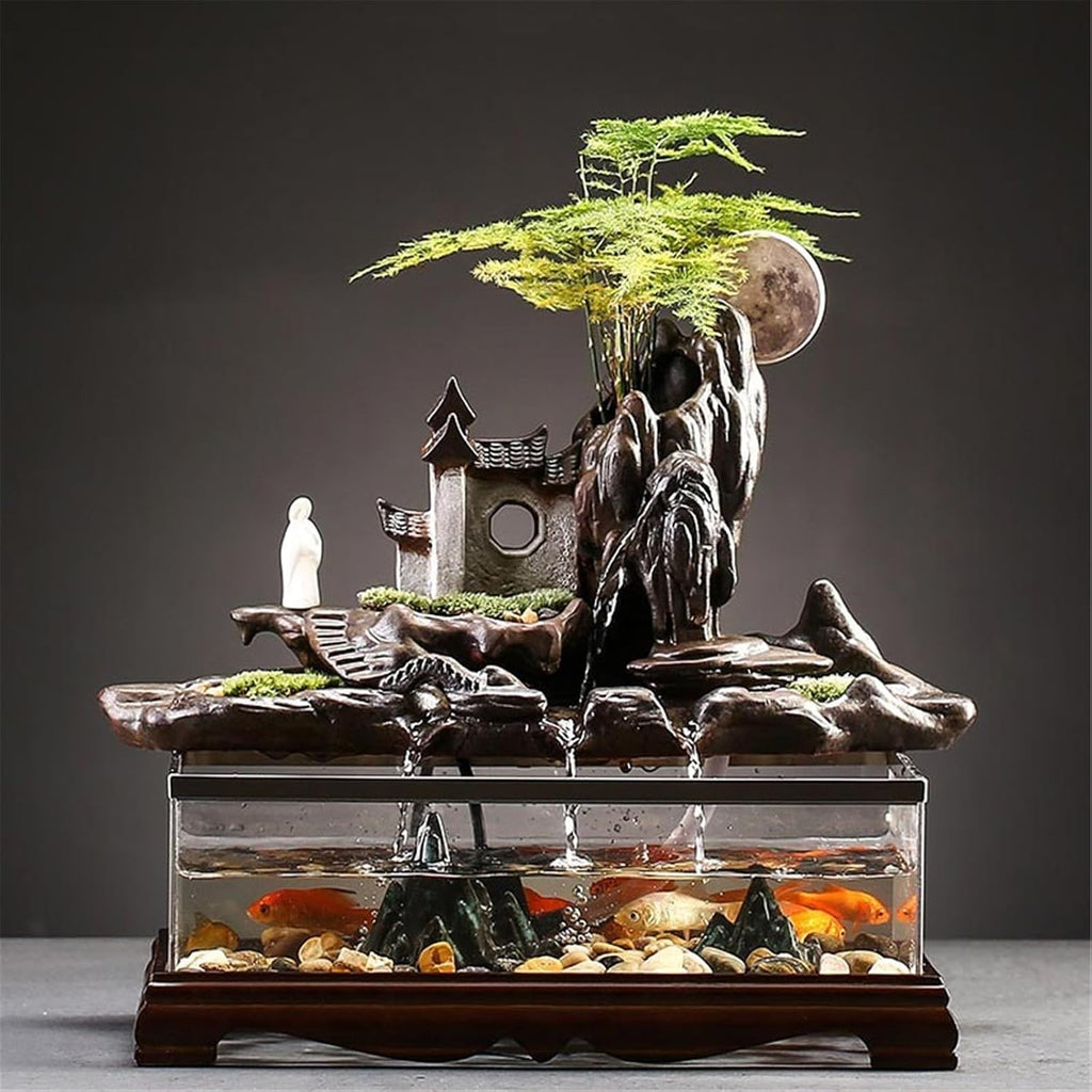 Tabletop Fountain Desktop Fountain Circulating Water Fish Tank Ornaments Rockery
