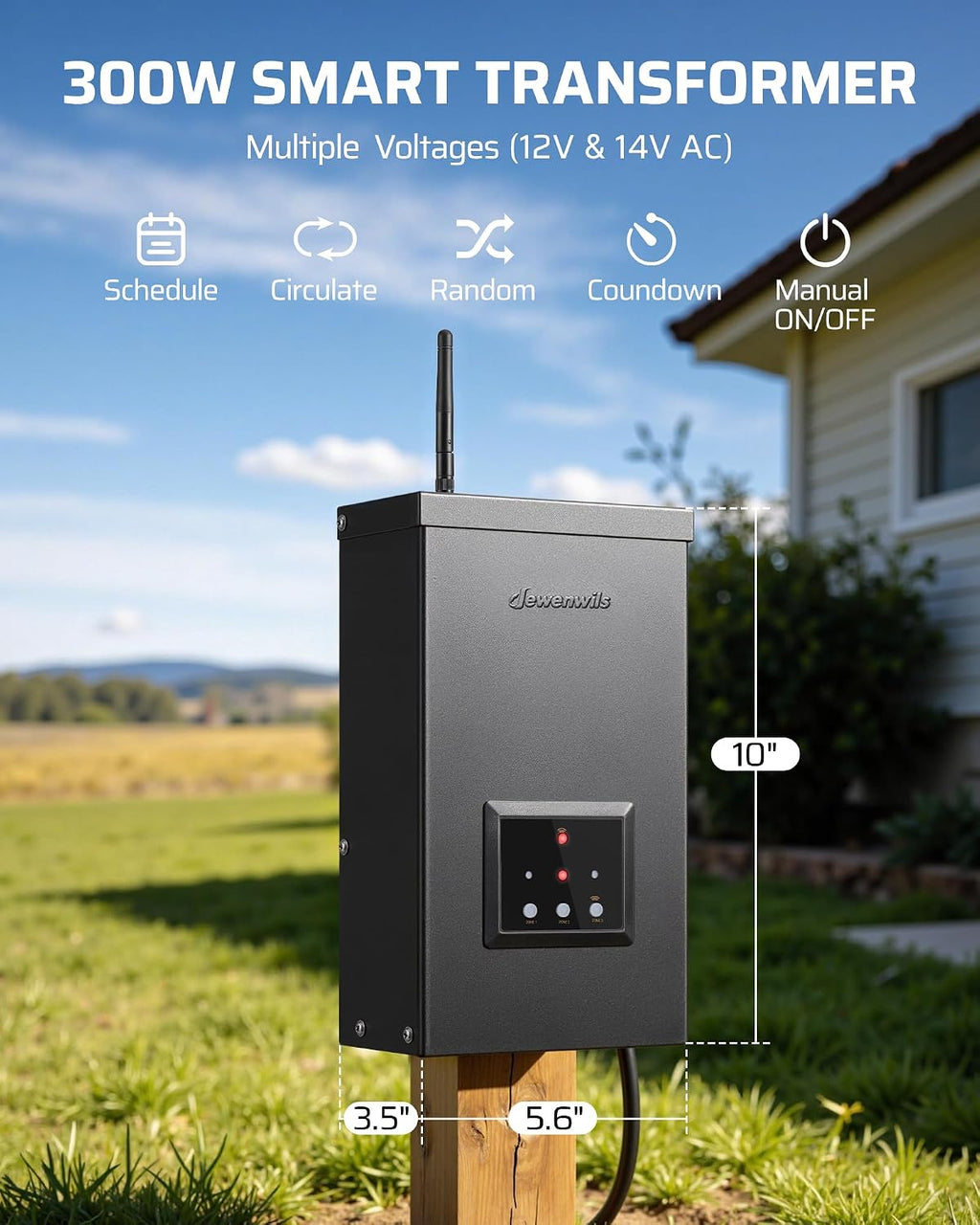 DEWENWILS Smart Low Voltage Landscape Transformer 300W, 3 Independent Outputs, 120V AC to 12V/14V AC, Landscape Lighting Transformer with Schedule & Timer, Compatible with Alexa & Google Assistant