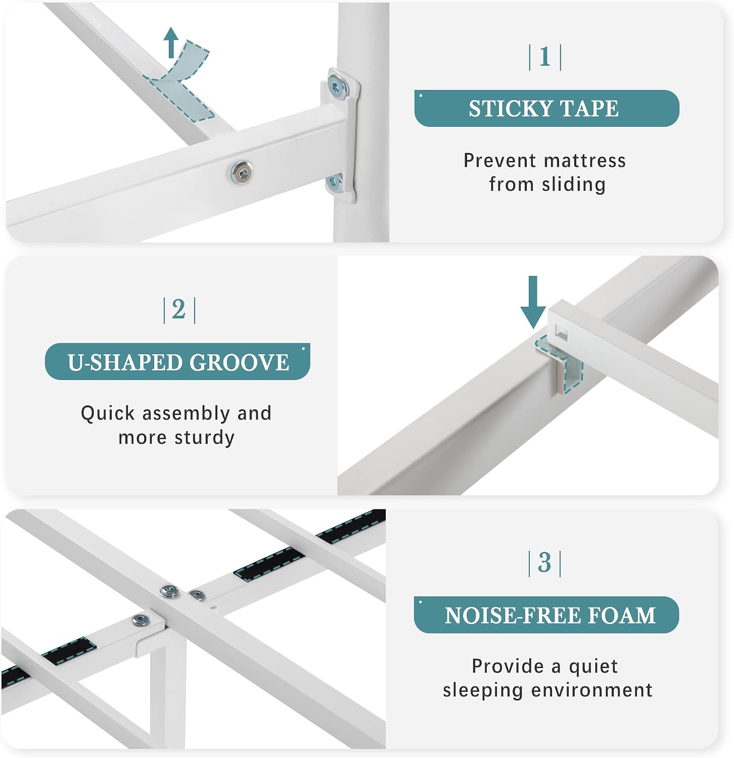 HOOMIC 14 Inch Queen Size Metal Platform Bed Frame, Vintage Victorian Style, Wrought Iron Headboard and Footboard/Mattress Foundation for Storage/No Box Spring Required/Easy Assembly/White