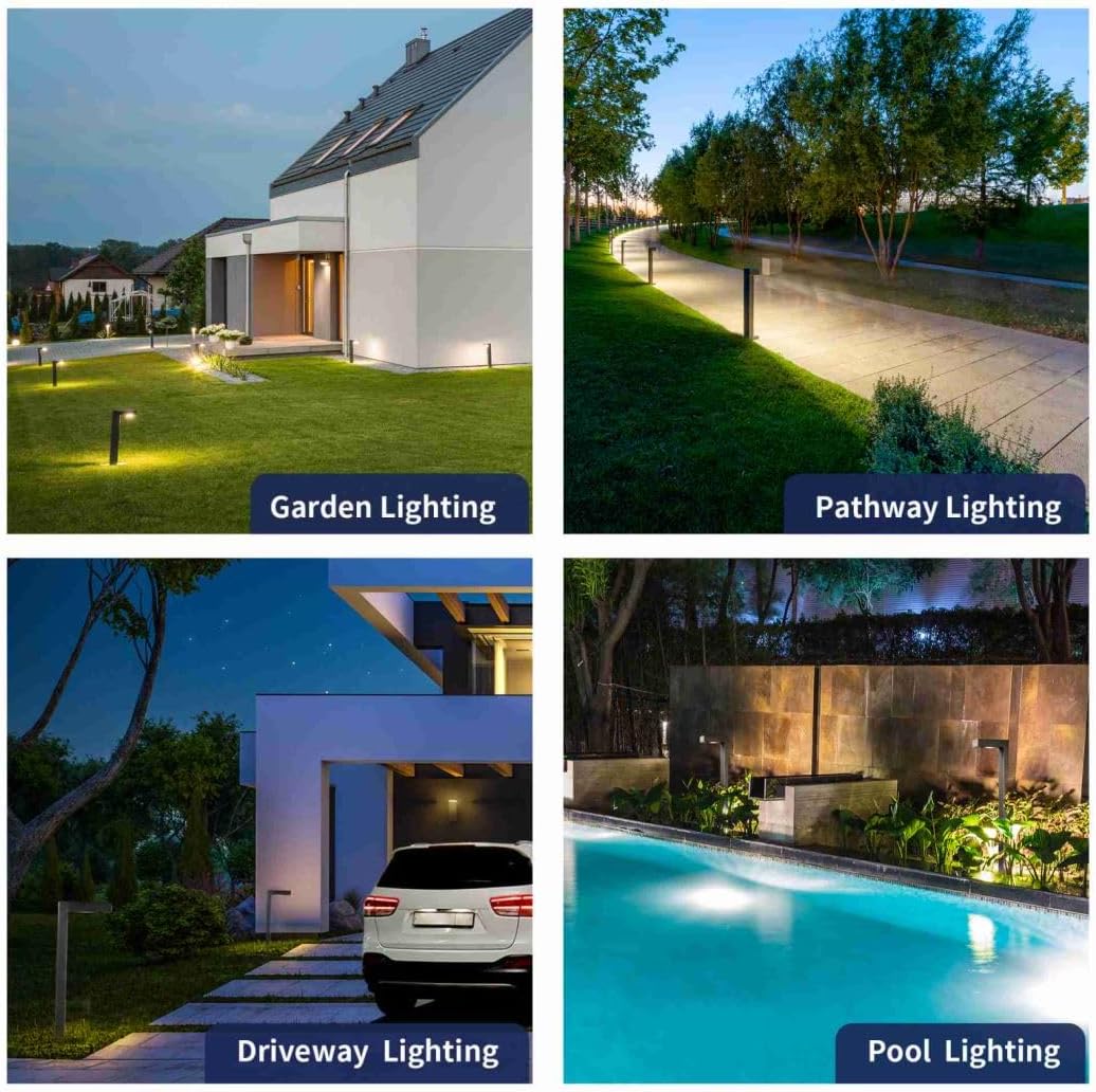 Gardenreet Solid Brass 12V LED Landscape Lighting Kit (12 Black Path Lights) with 300W Low Voltage Transformer and Mechanical Timer and 250FT Wire and 50Pack Connectors for Outdoor Pathway Garden