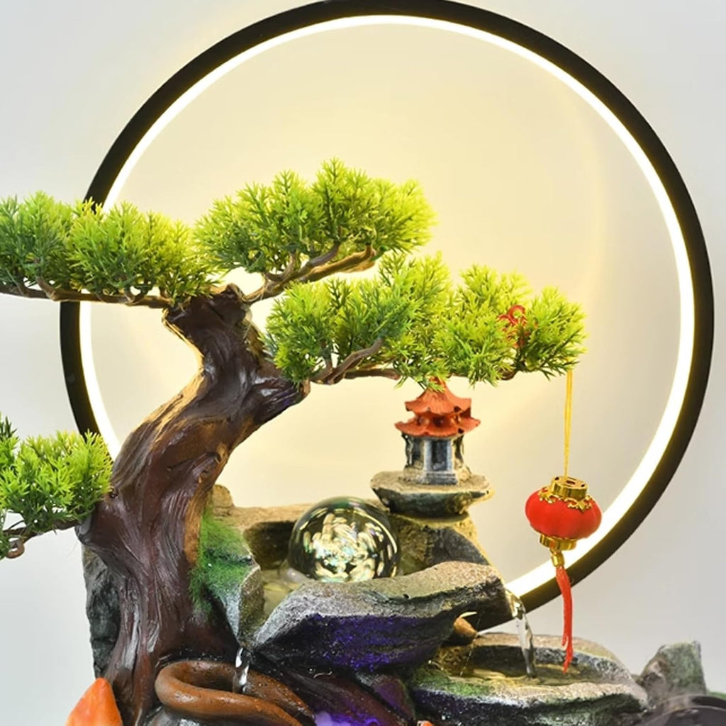 Tabletop Fountain Rocky Mountain Flowing Water Fountain Living Room High Mountain Circulating Water Humidifier Office Front Desk Desktop Decoration Desktop Fountain (Color : 02)