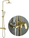 Shower System, 10inch/25cm Round Rain Shower Set, Modern and Simple Shower Faucet Sets Complete, 3 Modes Handheld, Bath Faucet, SUS304 Stainless Steel Valve, Height Adjustable, Durable